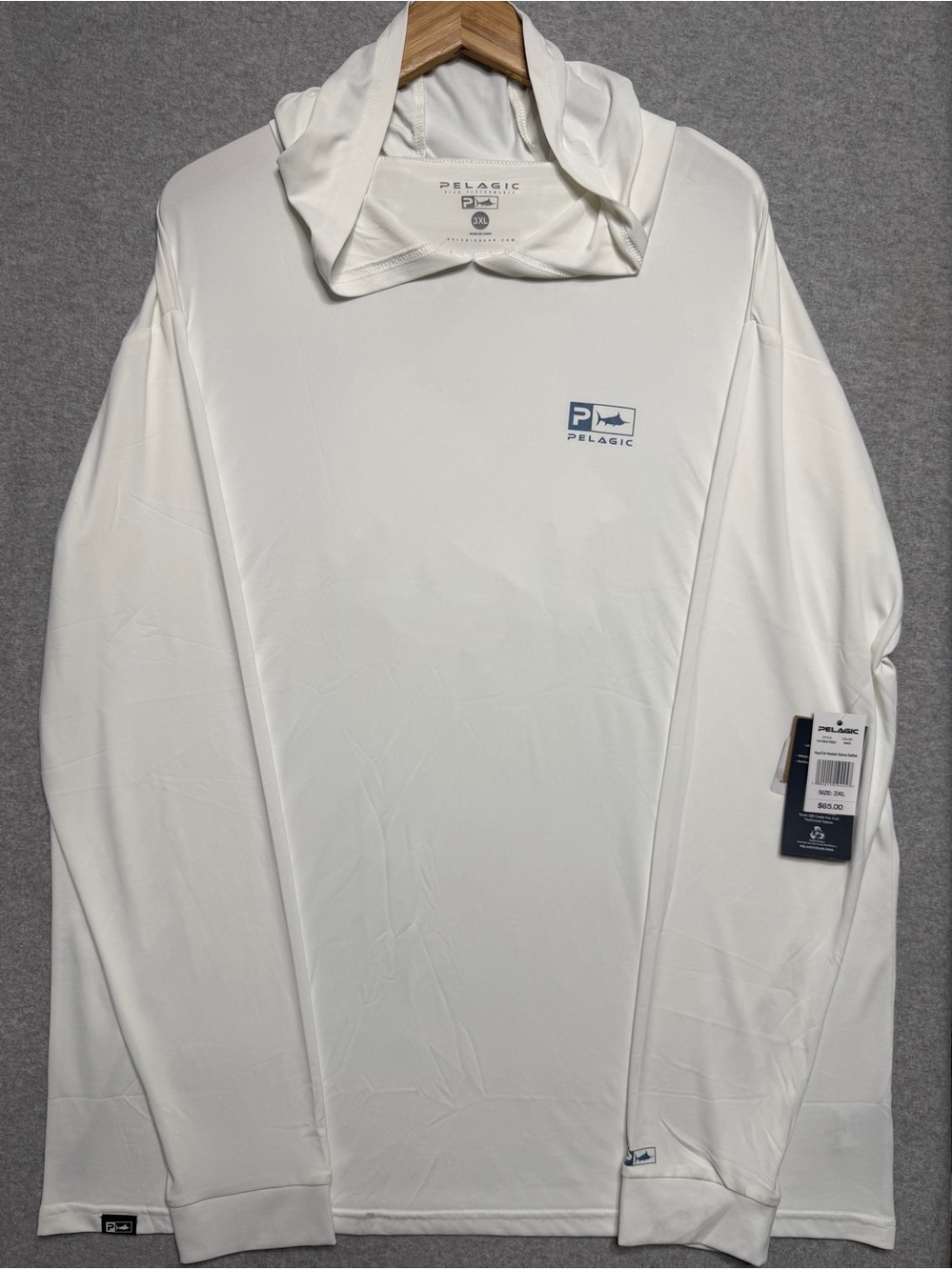 Pelagic NWT Men’s 3XL AquaTek Goione Sailfish Hooded Fishing Shirt UPF 50